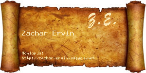 Zachar Ervin névjegykártya